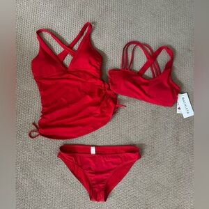Athleta bikini tankini set red small